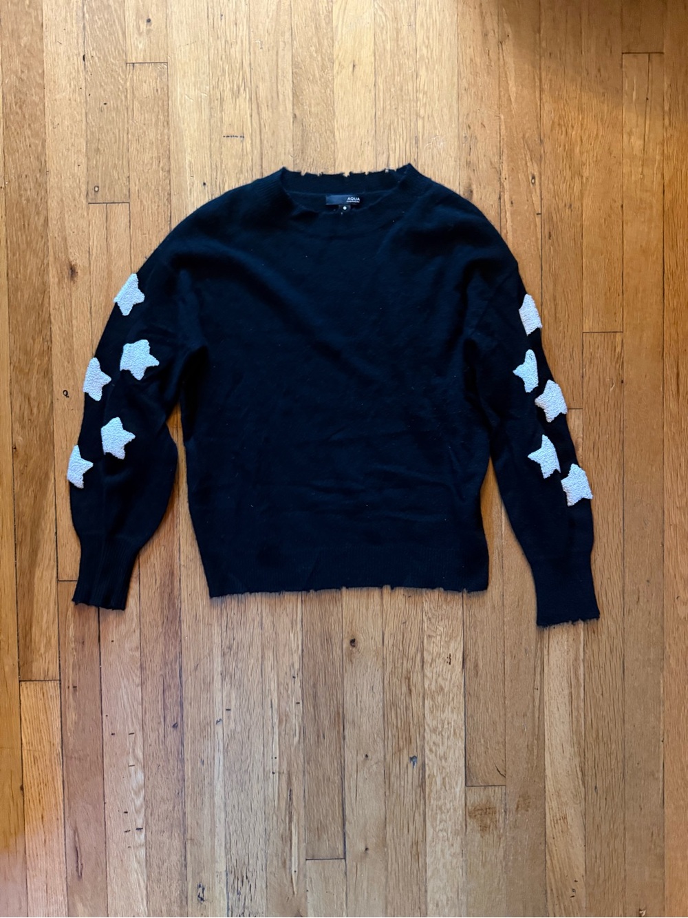 Cashmere Black Star Sleeve Sweater with White Stars